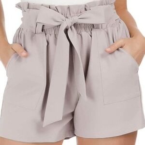 Grace Karin tie front loose pink bow shorts